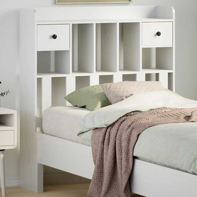 Testiera con Ripiani Bianca 75 cm in Legno Massello di Pino