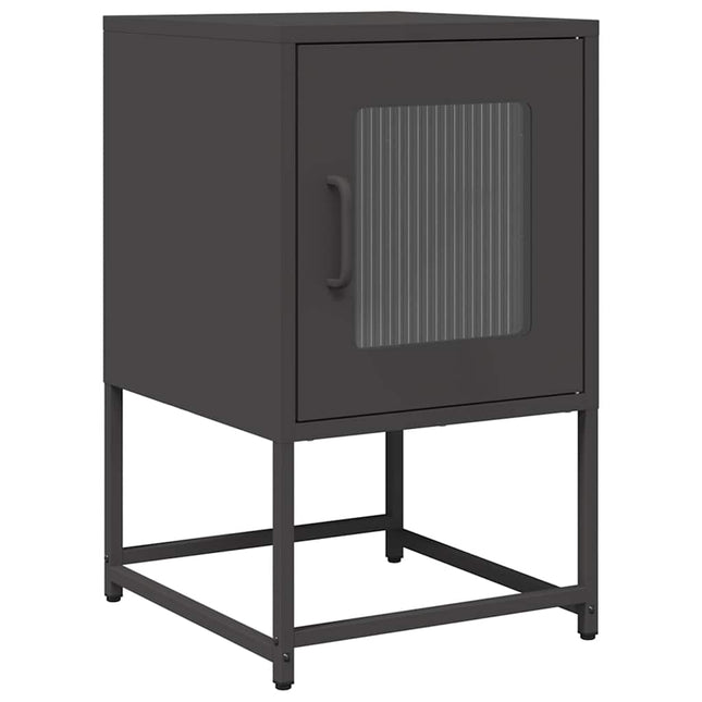 Comodino Nero 36x39x60,5 cm in Acciaio Laminato a Freddo