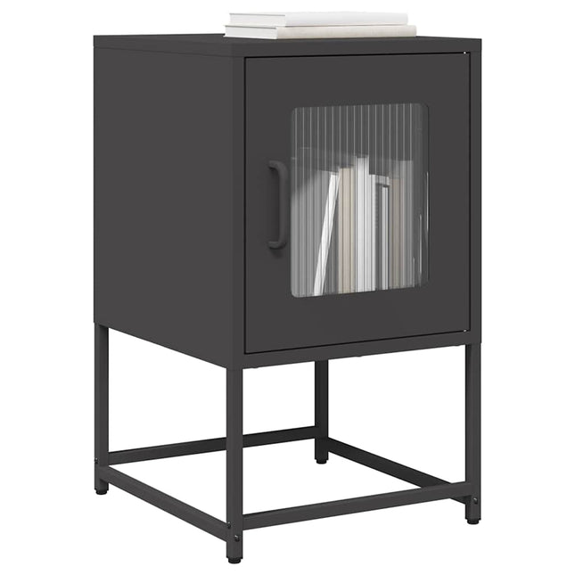 Comodino Nero 36x39x60,5 cm in Acciaio Laminato a Freddo
