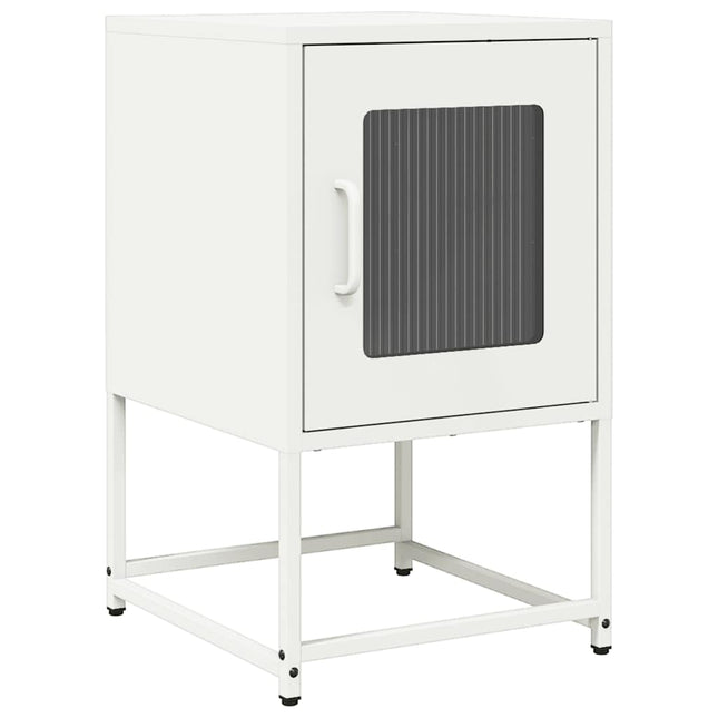 Comodino Bianco 36x39x60,5 cm in Acciaio Laminato a Freddo