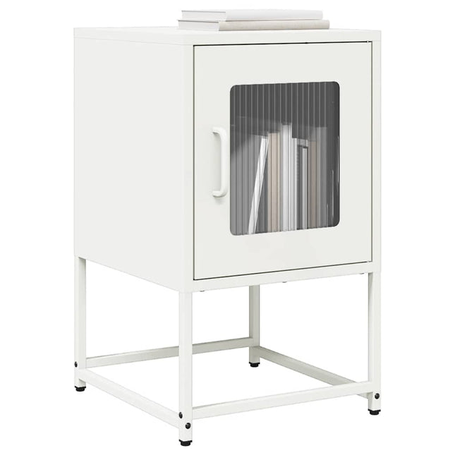 Comodino Bianco 36x39x60,5 cm in Acciaio Laminato a Freddo