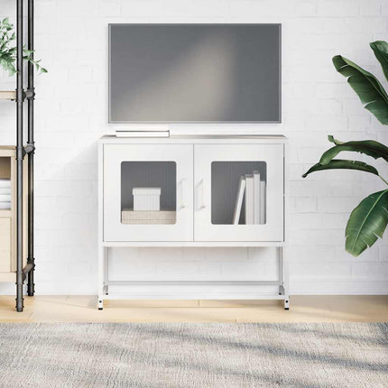 Mobile TV Bianco 68x39x60,5 cm in Acciaio Laminato a Freddo