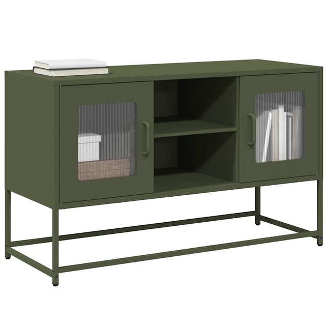 Mobile TV Verde Oliva 100,5x39x60,5 cm in Acciaio