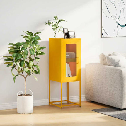 Credenza Giallo Senape 36x39x107 cm Acciaio Laminato a Freddo