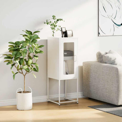 Credenza Bianca 36x39x107 cm in Acciaio Laminato a Freddo