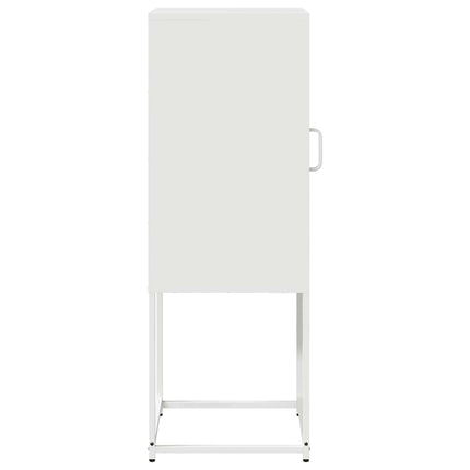 Credenza Bianca 36x39x107 cm in Acciaio Laminato a Freddo