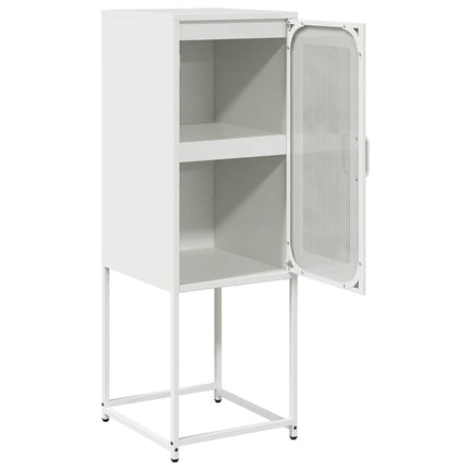 Credenza Bianca 36x39x107 cm in Acciaio Laminato a Freddo