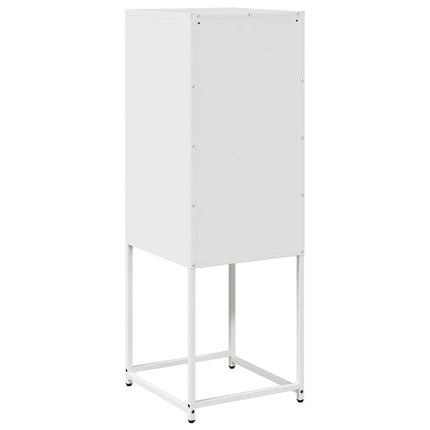 Credenza Bianca 36x39x107 cm in Acciaio Laminato a Freddo