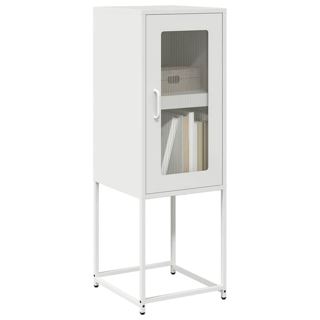 Credenza Bianca 36x39x107 cm in Acciaio Laminato a Freddo