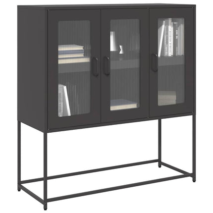 Credenza Nera 100,5x39x107 cm in Acciaio Laminato a Freddo