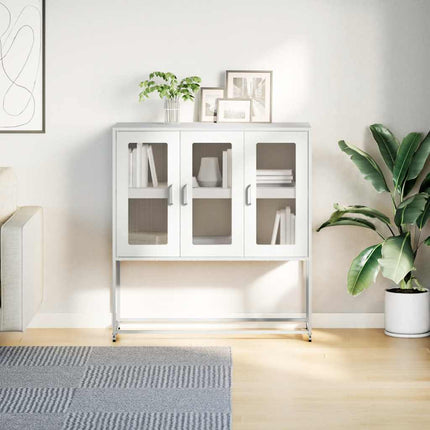 Credenza Bianca 100,5x39x107 cm in Acciaio Laminato a Freddo