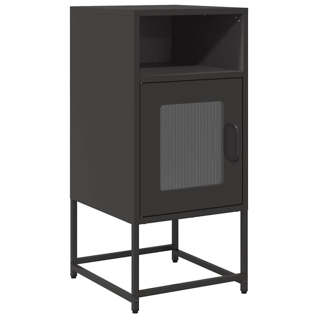 Comodino Nero 36x39x78 cm in Acciaio Laminato a Freddo