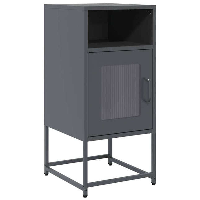 Comodino Antracite 36x39x78 cm in Acciaio Laminato a Freddo