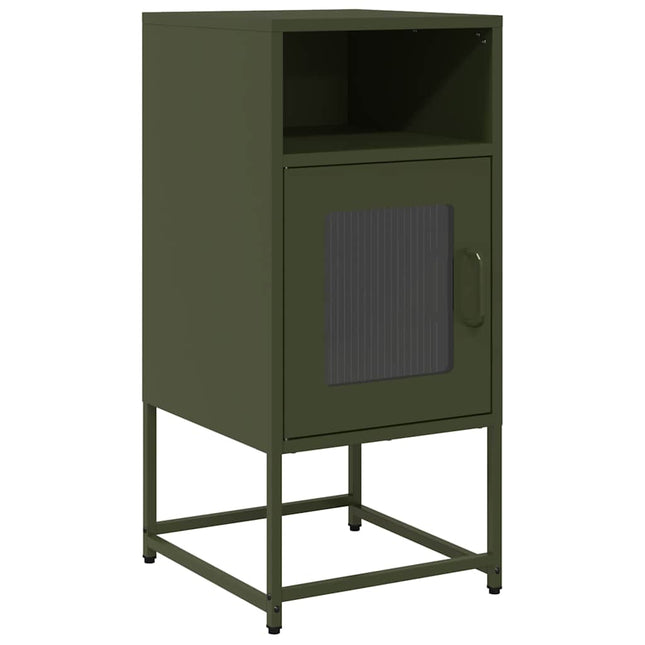 Comodino Verde Oliva 36x39x78 cm in Acciaio Laminato a Freddo