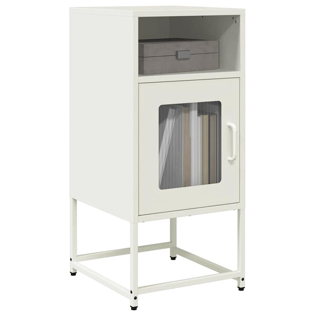 Comodino Bianco 36x39x78 cm in Acciaio Laminato a Freddo