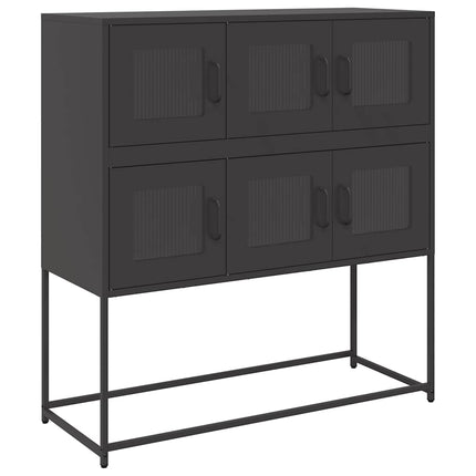 Credenza Nera 100,5x39x107 cm in Acciaio Laminato a Freddo