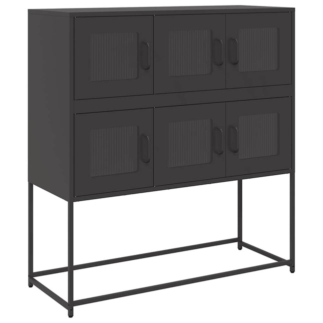 Credenza Nera 100,5x39x107 cm in Acciaio Laminato a Freddo