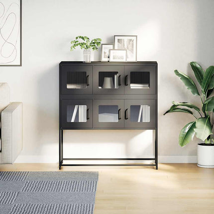 Credenza Nera 100,5x39x107 cm in Acciaio Laminato a Freddo