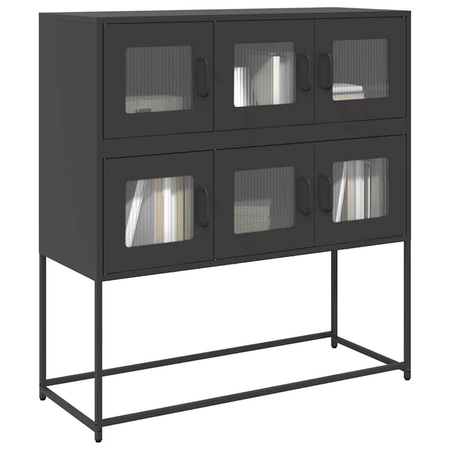 Credenza Nera 100,5x39x107 cm in Acciaio Laminato a Freddo