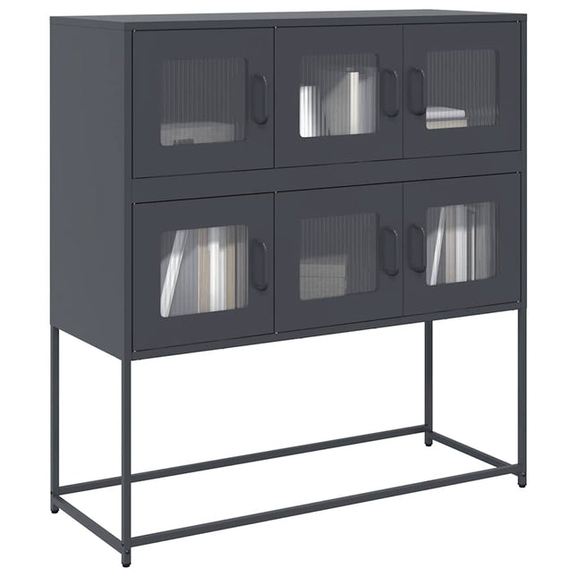 Credenza Antracite 100,5x39x107 cm in Acciaio Laminato a Freddo
