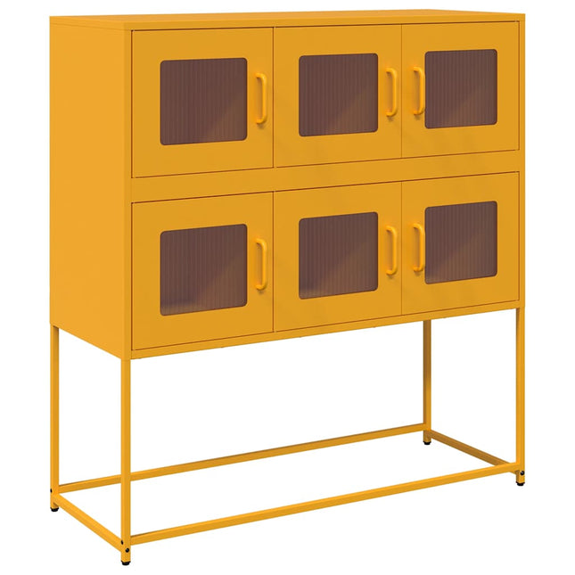 Credenza Giallo Senape 100,5x39x107cm Acciaio Laminato Freddo