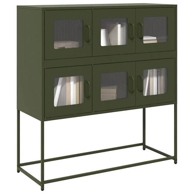Credenza Verde Oliva 100,5x39x107 cm Acciaio Laminato a Freddo
