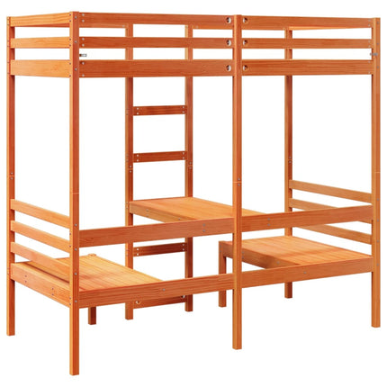 Giroletto Soppalco Scrivania e Sedie Marrone Cera 90x190cm Pino