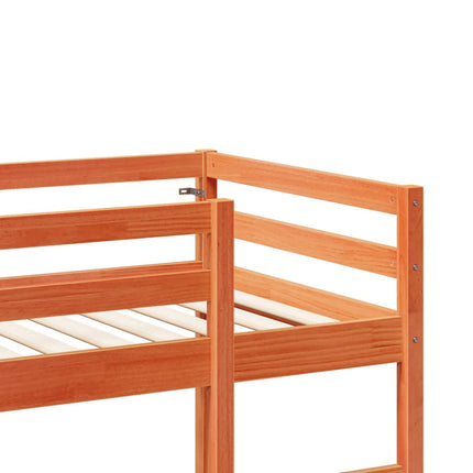 Letto Soppalco con Scrivania Marrone Cera 90x200 cm Legno Pino