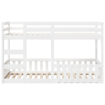 Letto a Castello Bianco 80x200 cm in Legno Massello di Pino