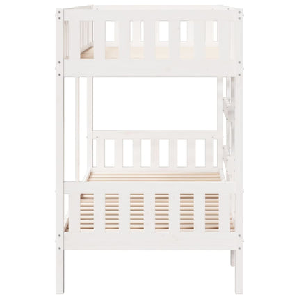 Letto a Castello Bianco 75x190 cm in Legno Massello di Pino