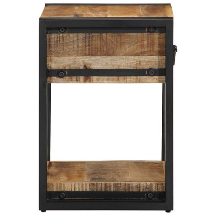 Comodino 40x35x50 cm in Legno Grezzo Massello di Mango