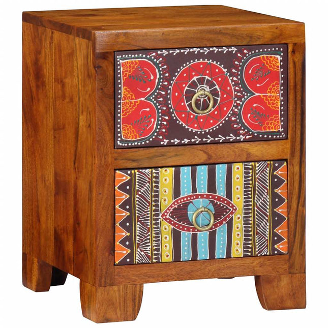 Comodino 35x35x45 cm in Legno Massello di Acacia