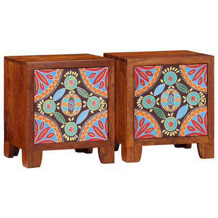 Comodini 2 pz 40x30x45 cm in Legno Massello di Acacia