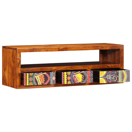 Mobile TV a Parete Multicolore 90x30x30 Legno Massello Acacia