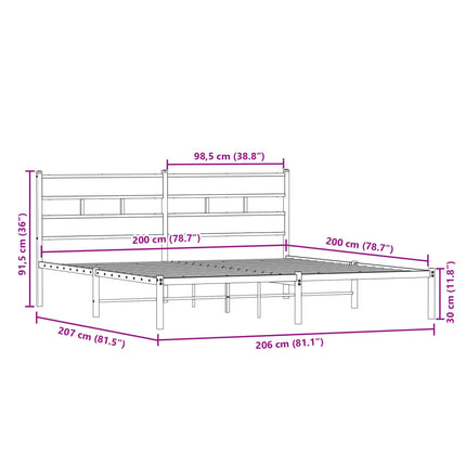 Giroletto senza Materaso in Metallo Rovere Fumo 200x200 cm