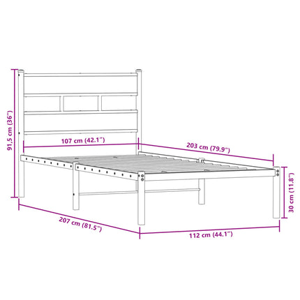 Giroletto senza Materaso in Metallo Rovere Sonoma 107x203 cm