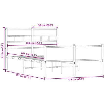 Giroletto senza Materasso Rovere Fumo 120x200 cm in Truciolato