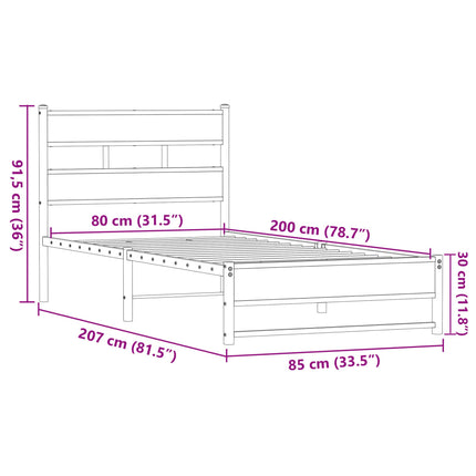Giroletto senza Materasso in Metallo Rovere Marrone 80x200 cm