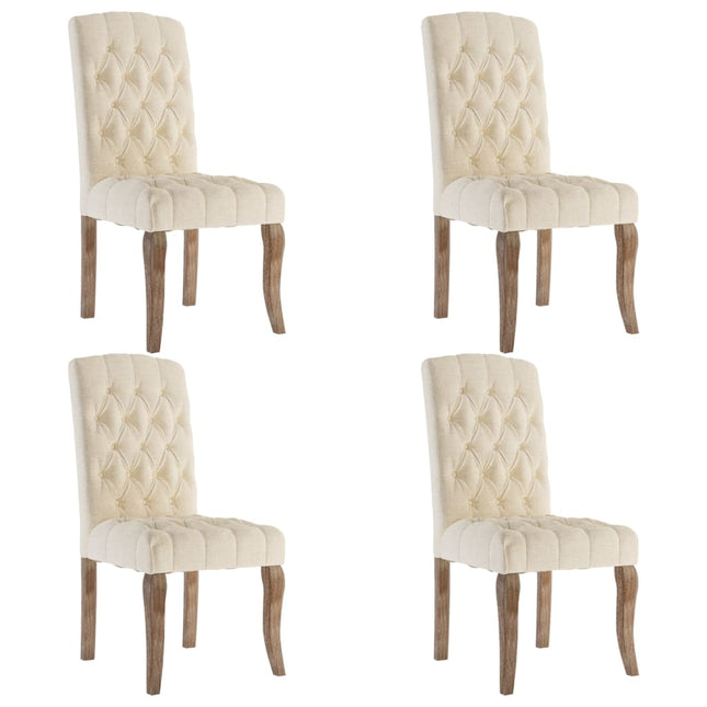 Sedie da Pranzo 4 pz Beige in Tessuto Effetto Lino