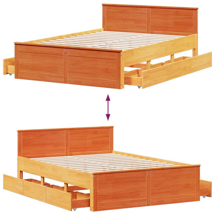 Giroletto senza Materasso con Testata Marrone Cera 140x190 Pino
