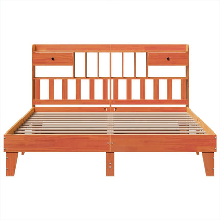 Letto senza Materasso Marrone Cera 200x200 cm in Legno di Pino