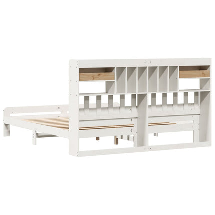 Letto Libreria senza Materasso Bianco 200x200 cm Legno di Pino