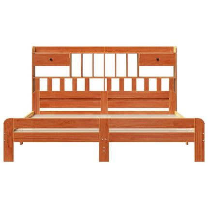 Letto Libreria senza Materasso Marrone Cera 200x200 cm in Pino