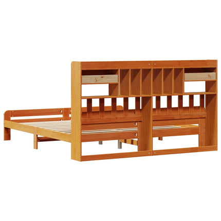 Letto Libreria senza Materasso Marrone Cera 180x200 cm in Pino