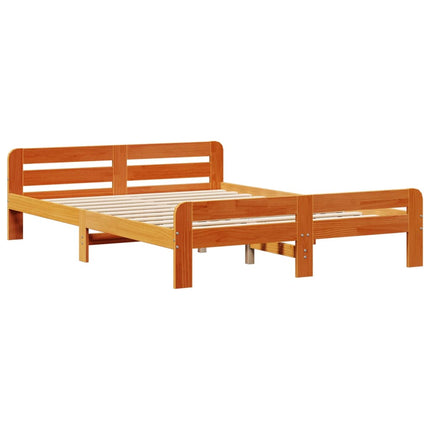 Letto Libreria senza Materasso Marrone Cera 160x200 cm in Pino