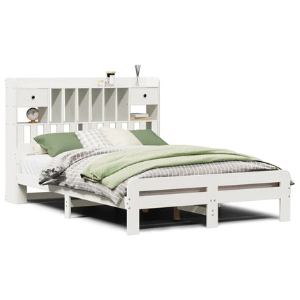 Letto Libreria senza Materasso Bianco 150x200 cm Legno di Pino