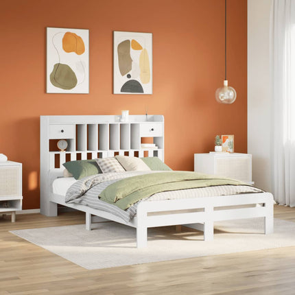 Letto Libreria senza Materasso Bianco 150x200 cm Legno di Pino