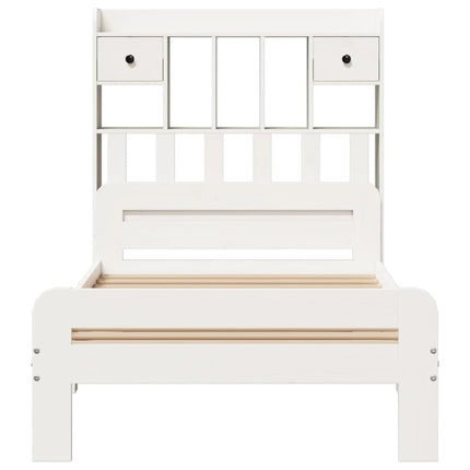 Letto Libreria senza Materasso Bianco 100x200 cm Legno di Pino