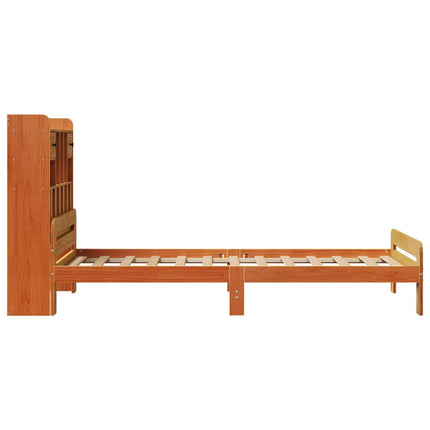Letto Libreria senza Materasso Marrone Cera 100x200 cm in Pino