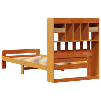 Letto Libreria senza Materasso Marrone Cera 100x200 cm in Pino